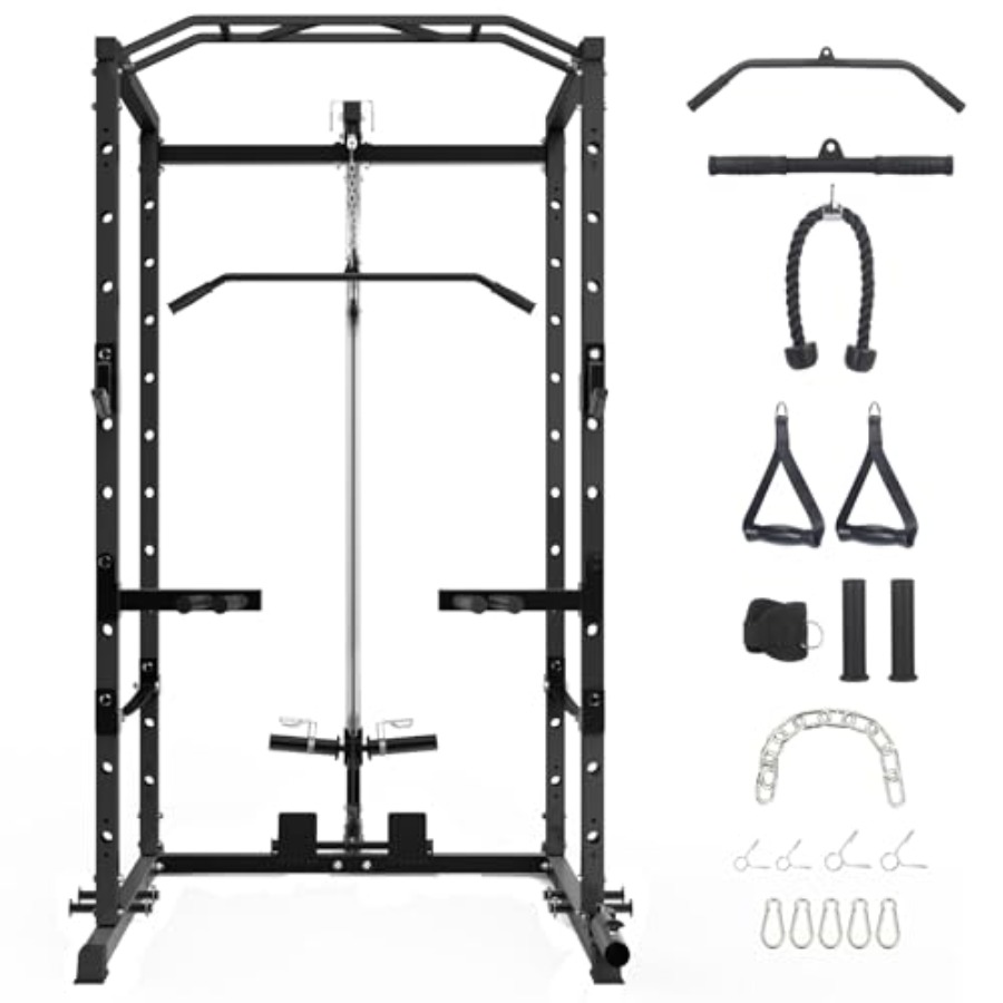 Home Gym Pulley System - 1600 Lbs Power Rack for Home