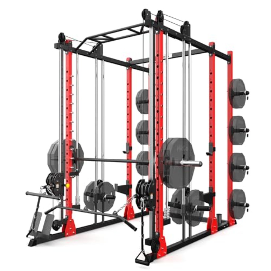 Home Gym Pulley System - All-in-One Power Rack with Smith Machine