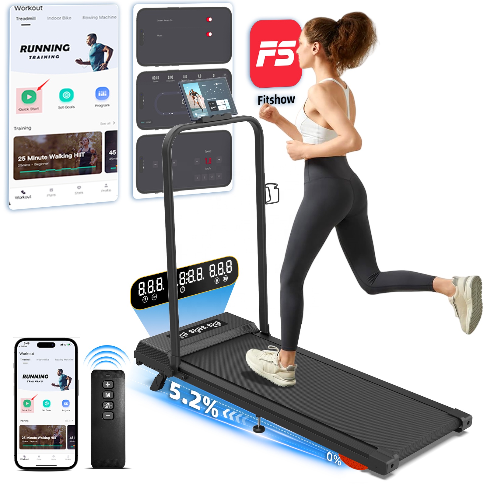 Treadmill Home Gym - Intuitive Interface Foldable Electric Treadmill Portable