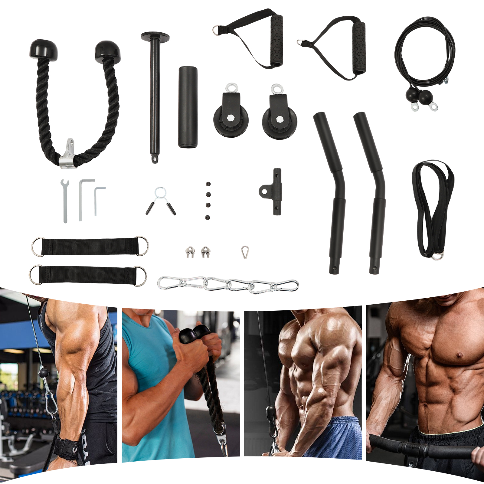 264LBS Load Capacity Cable Pul - Home Gym Pulley System ulasan dan harga