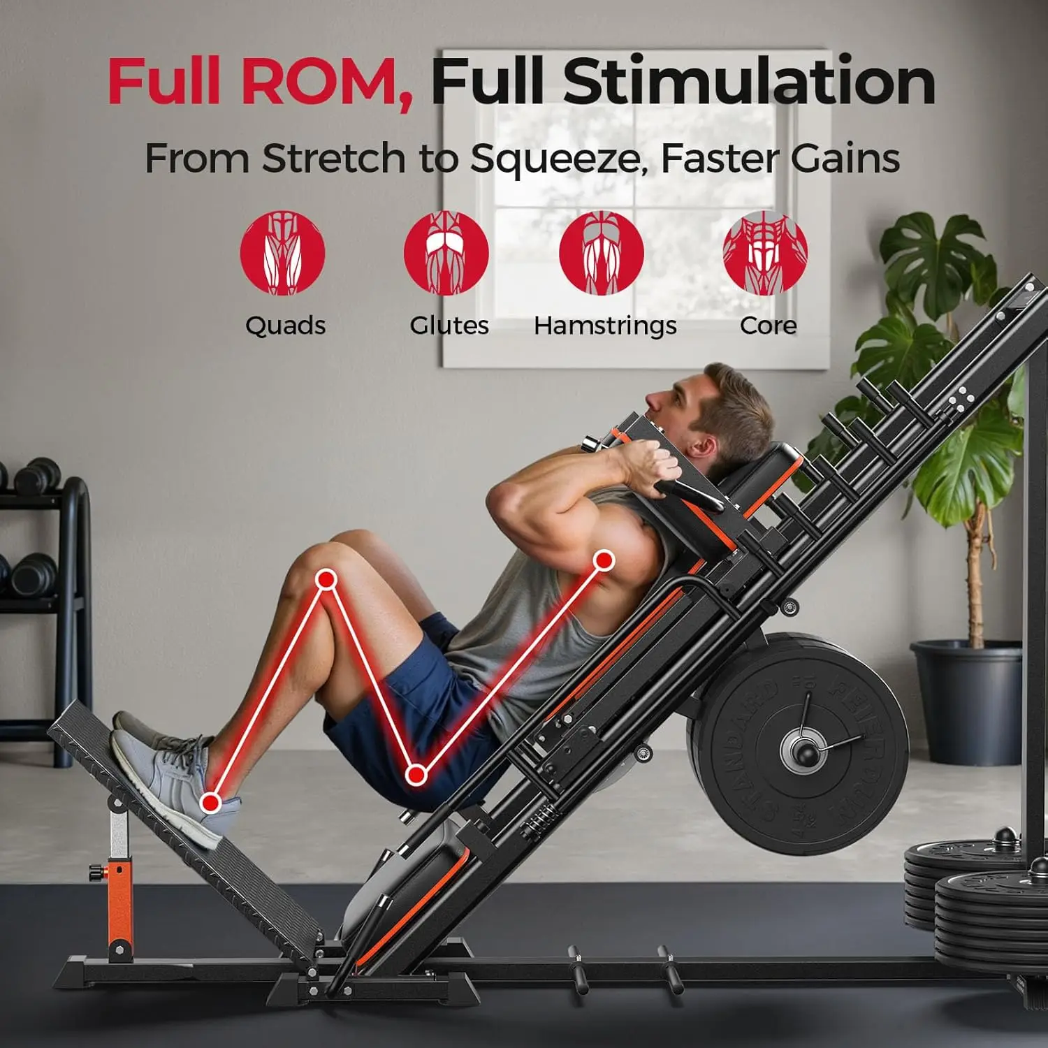 3‑in‑1 Leg Press Hack Squat Ma - Home Gym Pulley System ulasan dan harga