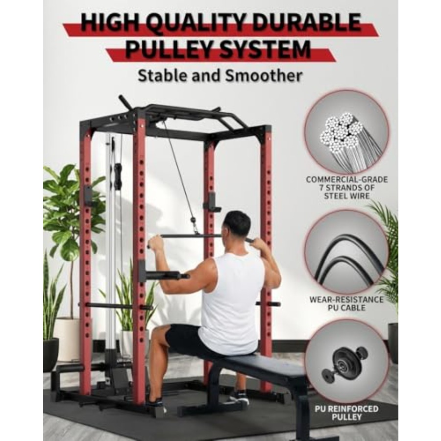 All-in-1 Power Cage with Pulle - Home Gym Pulley System ulasan dan harga