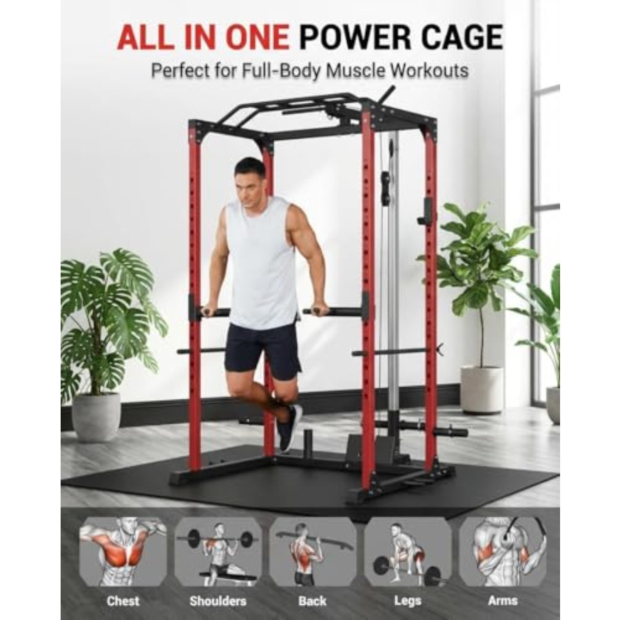 All-in-1 Power Cage with Pulle - Home Gym Pulley System ulasan dan harga
