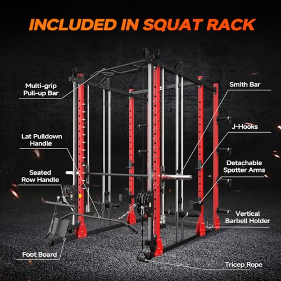 All-in-One Power Rack with Smi - Home Gym Pulley System ulasan dan harga