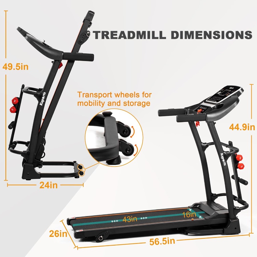 Foldable 16.5 Inch Cardio Fitn - Treadmill Home Gym ulasan dan harga