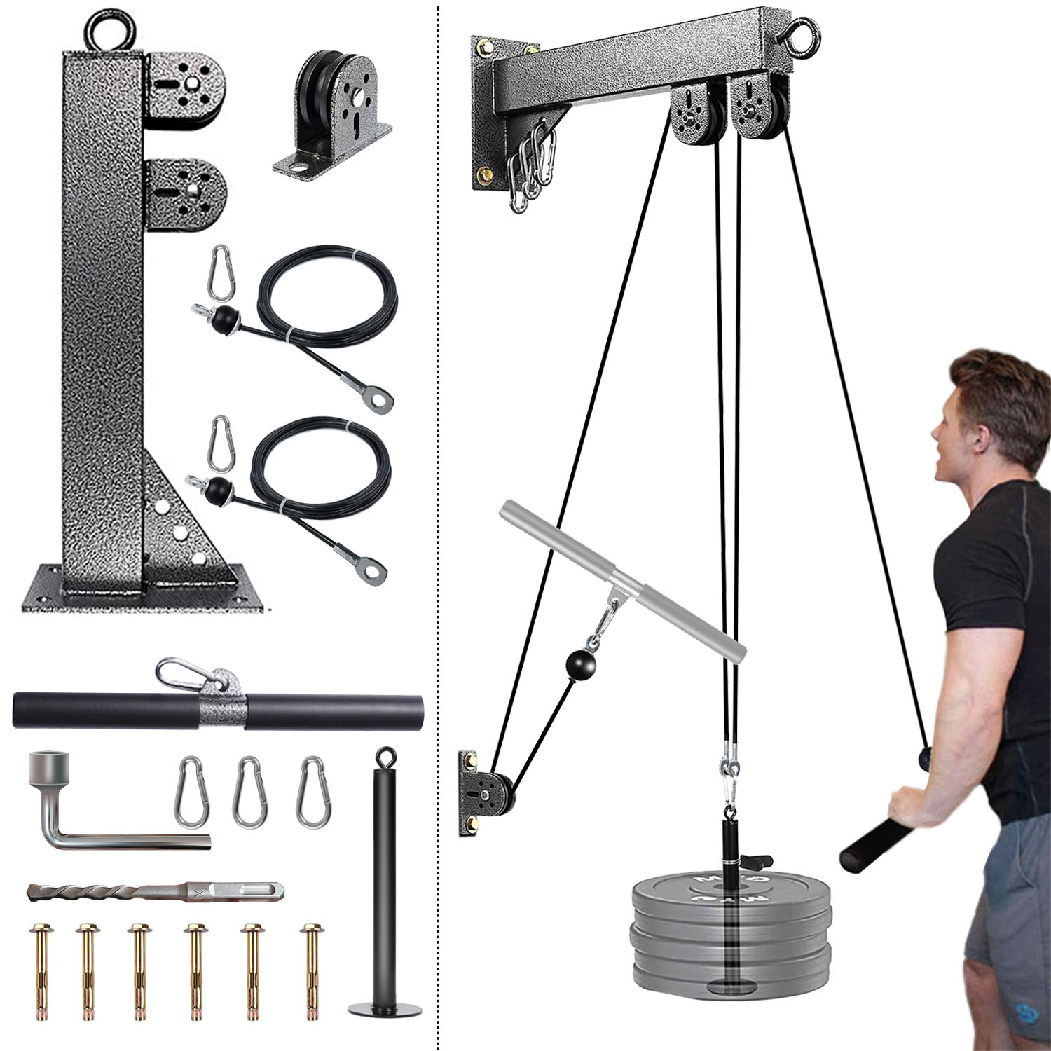 Fitness Wall Mounted Pulley Sy - Home Gym Pulley System ulasan dan harga