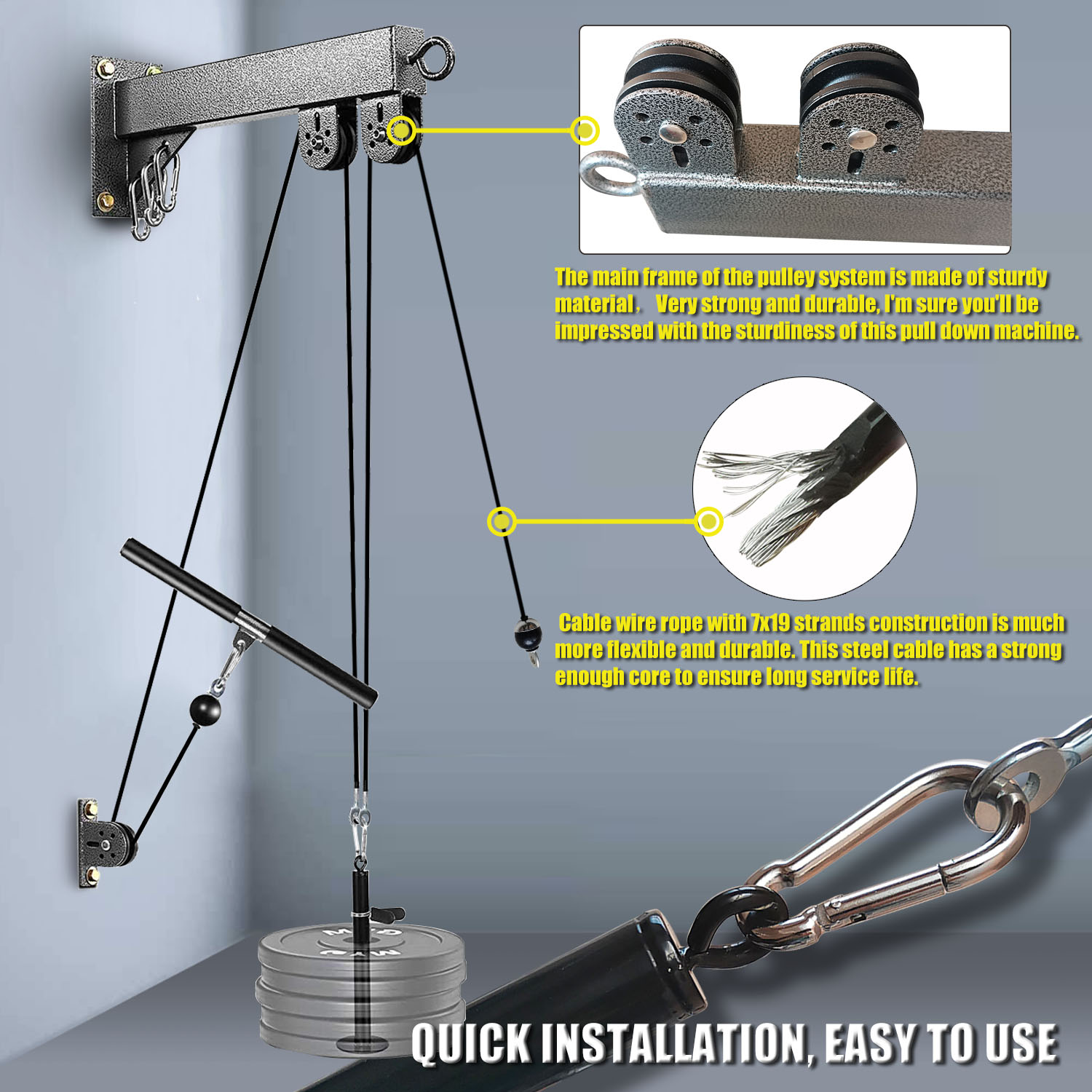 Fitness Wall Mounted Pulley Sy - Home Gym Pulley System ulasan dan harga