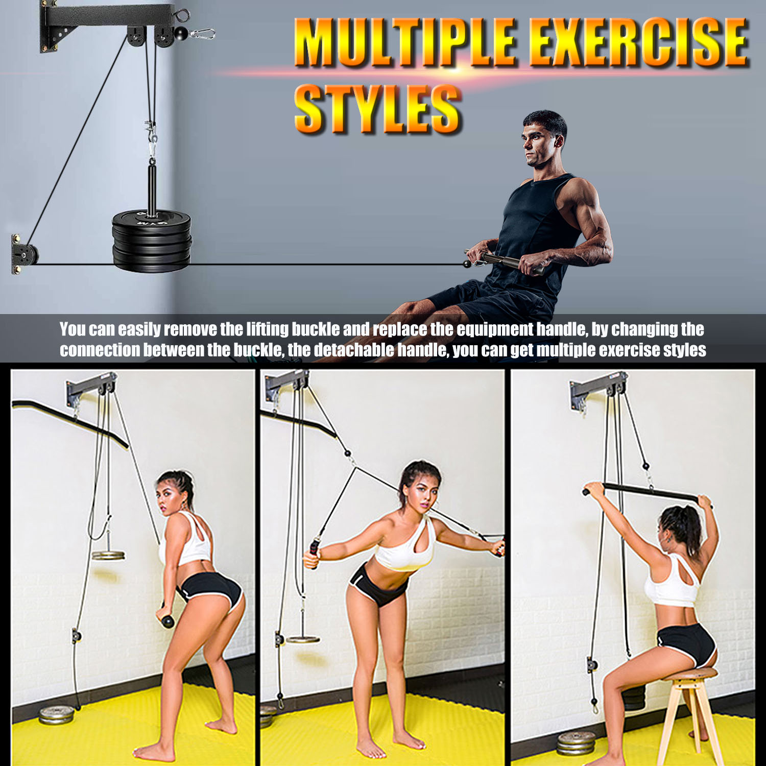 Fitness Wall Mounted Pulley Sy - Home Gym Pulley System ulasan dan harga