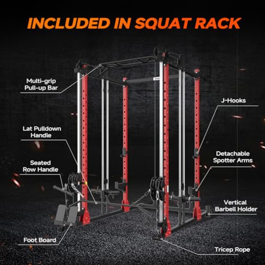 All-in-One Power Rack with Smi - Home Gym Pulley System ulasan dan harga